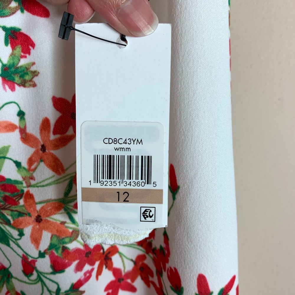 Calvin Klein White & Red Floral Sheath Dress NWT - Picture 7 of 13